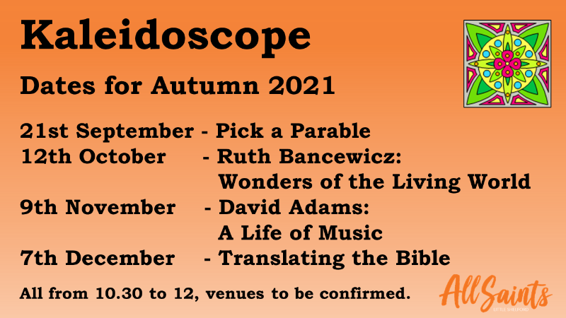 Autumn 2021 Kaleidoscope dates